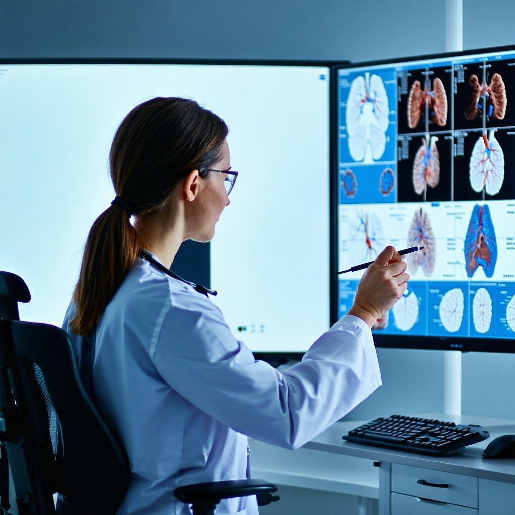 Doctor monitoring patient via system